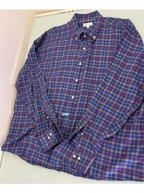 Peter Millar Shirt Mens XXL 2XL Button Up Long Sleeve Purple Gray Lightweight